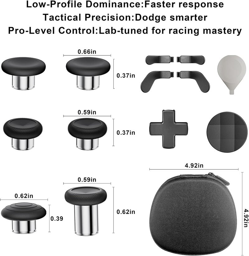 ZAPOLEX 14-in-1 Controller Accessories Kit Compatible with Xbox Elite Series 2, 6 Premium Metal Thumbsticks, Swap Joysticks, 4 Interchangeable Paddles, 2 D-Pads, 1 Tool & 1 Storage Bag (Matte Black) - Image 5